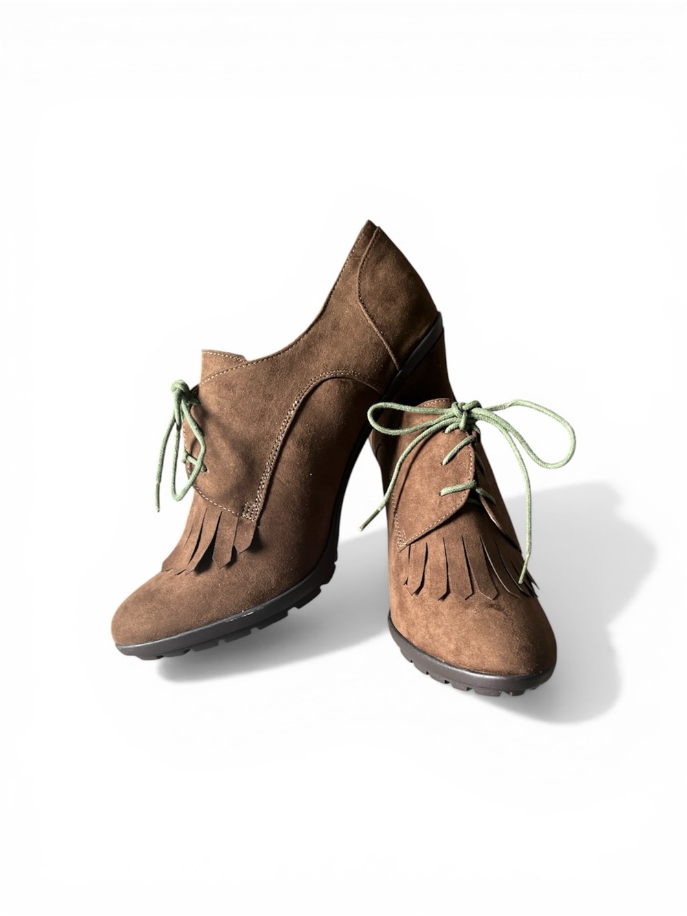 NWT TAHARI Temple Suede Fringe Lace-Up Women’s Wedge Bootie